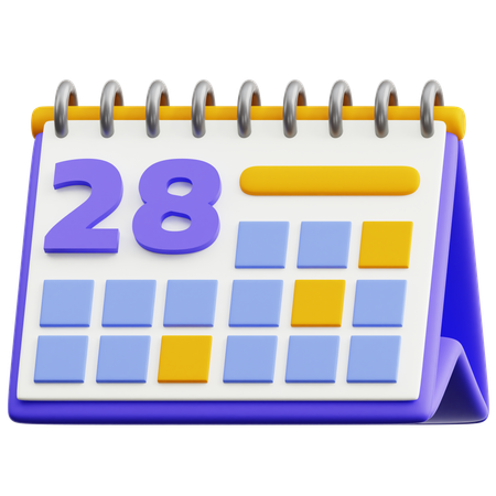 Data do calendário 28  3D Icon