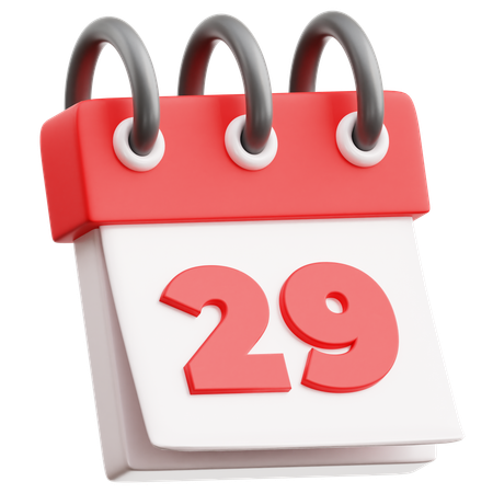 Data do calendário 29  3D Icon