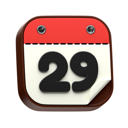 Data do calendário 29  3D Icon