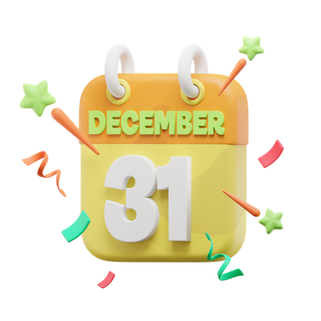 Calendário de 31 de dezembro  3D Icon