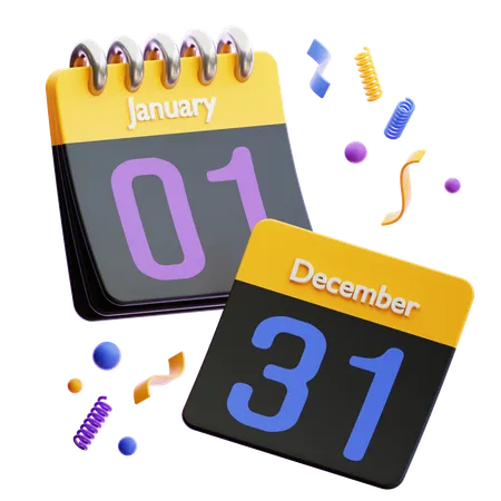 Calendário de ano novo  3D Icon