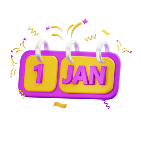 Calendario de año nuevo  3D Icon