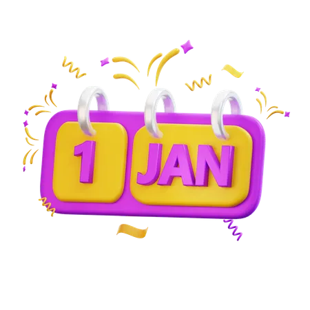 Calendario de año nuevo  3D Icon