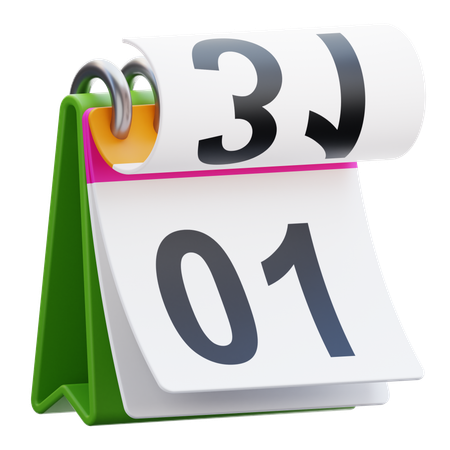 Calendario de año nuevo  3D Icon