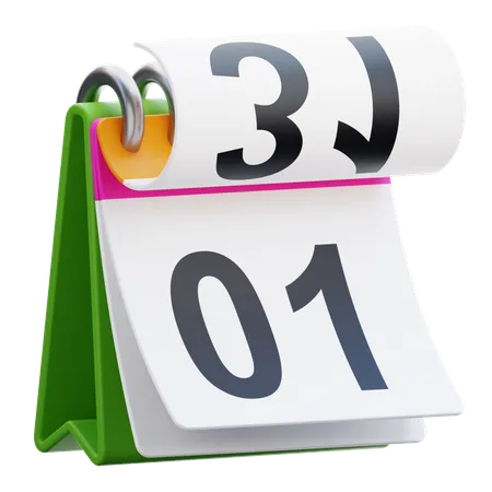 Calendario de año nuevo  3D Icon