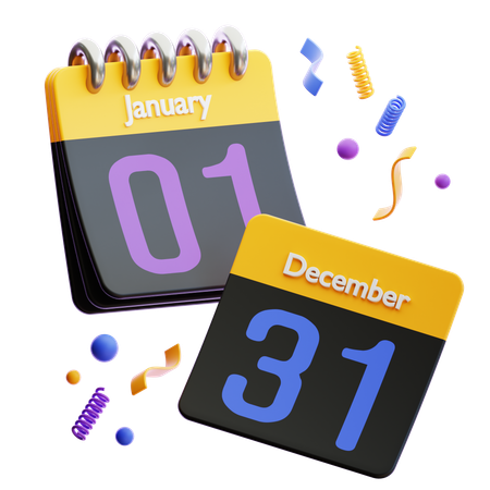 Calendario de año nuevo  3D Icon