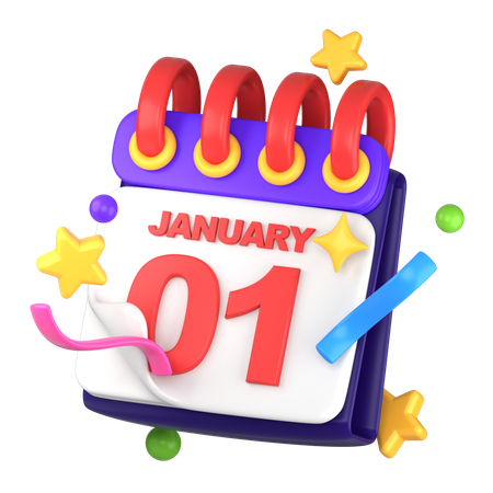 Calendario de año nuevo  3D Icon