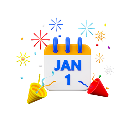 Calendario de año nuevo  3D Icon