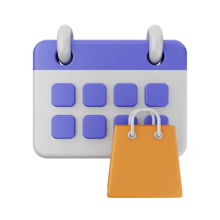 Calendario de bolsas de compras  3D Icon