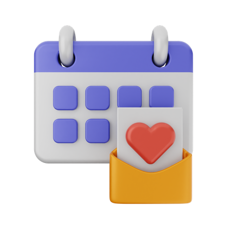 Calendário de correio de amor  3D Icon