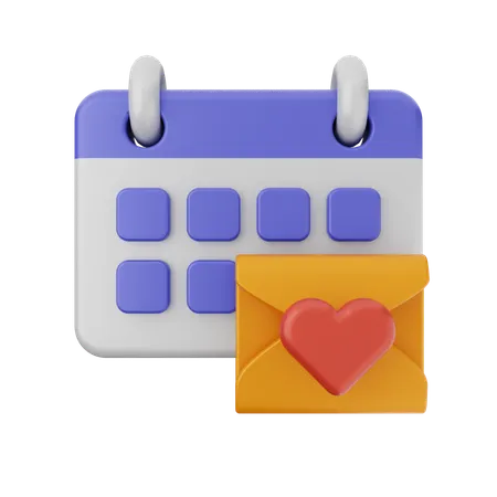 Calendario de correo de amor  3D Icon