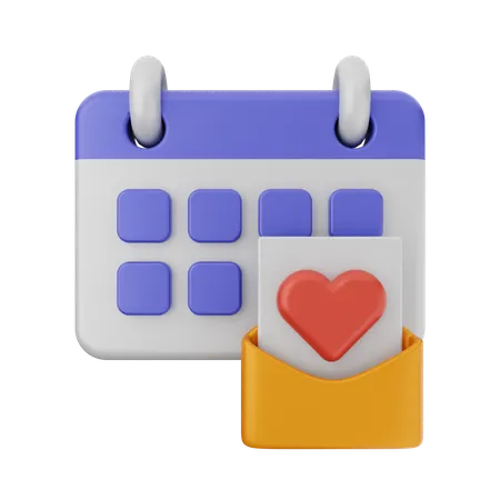 Calendario de correo de amor  3D Icon