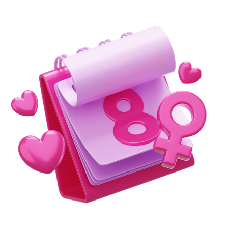 Calendario del dia de la mujer  3D Icon