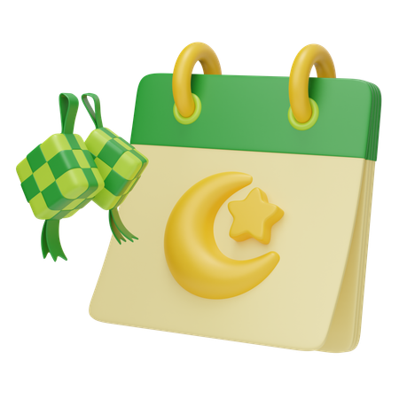 Fecha del calendario del Eid Mubarak  3D Icon