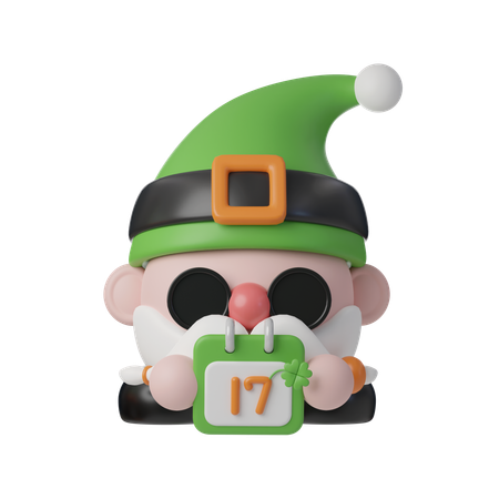 Duende fofo segurando calendário  3D Icon