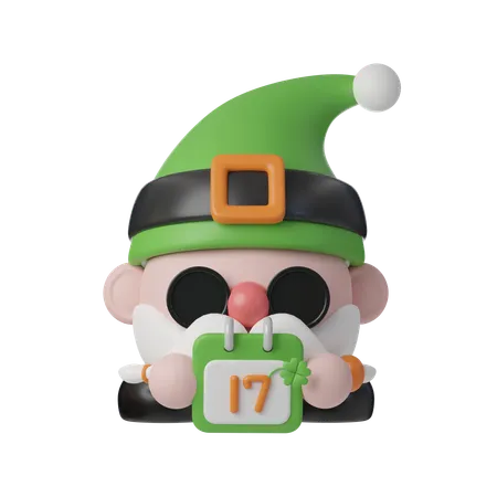 Duende fofo segurando calendário  3D Icon