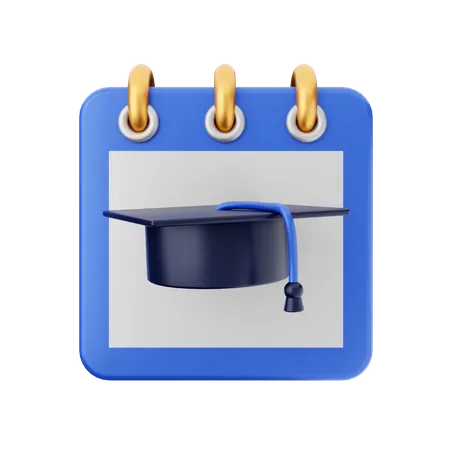 Calendario de sombreros de graduación  3D Icon