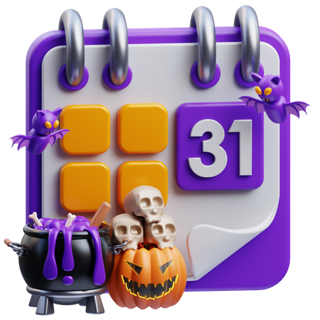 Calendário de Halloween  3D Icon