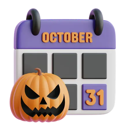 Calendário de Halloween  3D Icon