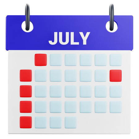 Calendário de julho  3D Icon