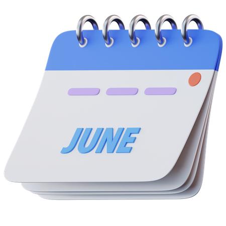 Calendário de junho  3D Icon