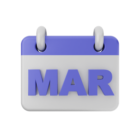 Calendário de março  3D Icon