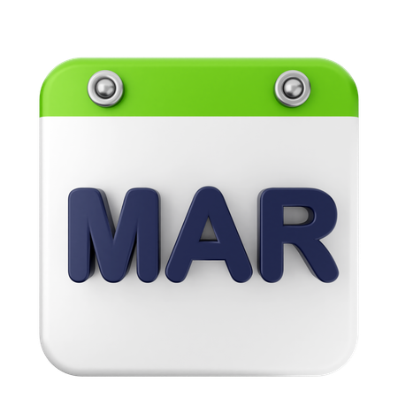 Calendário de março  3D Icon
