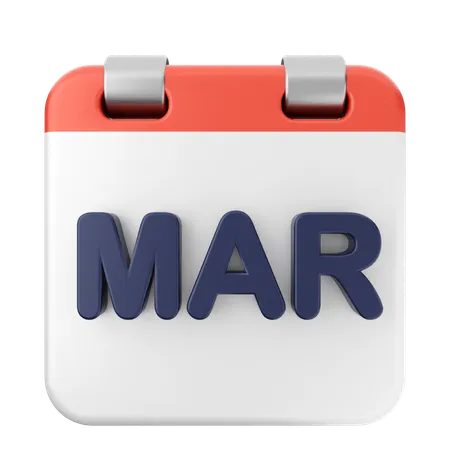 Calendário de março  3D Icon