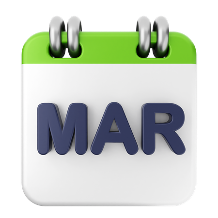 Calendário de março  3D Icon