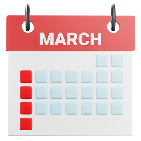 Calendario de marzo  3D Icon