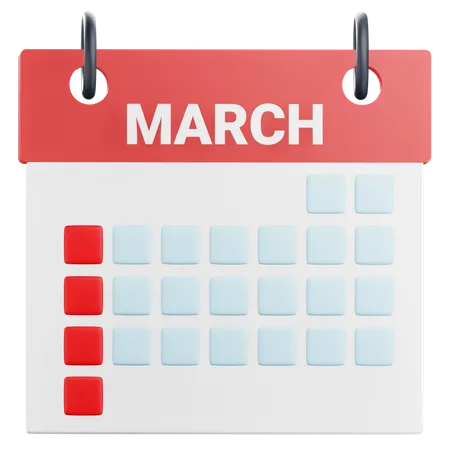 Calendario de marzo  3D Icon