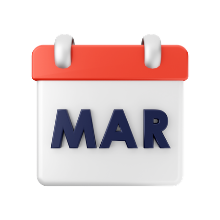 Calendario de marzo  3D Illustration