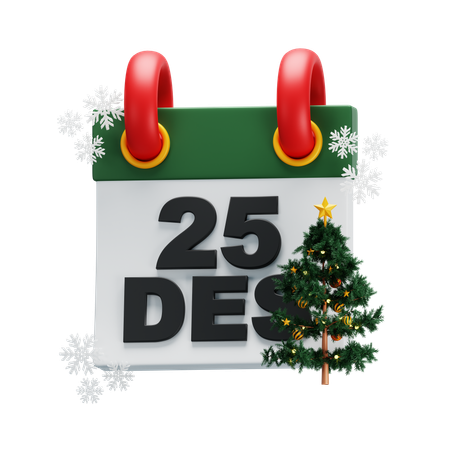 Calendário do dia de natal  3D Icon