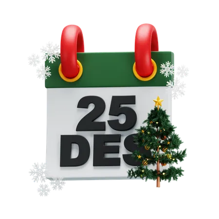 Calendário do dia de natal  3D Icon