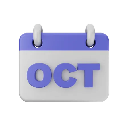 Calendário de outubro  3D Icon