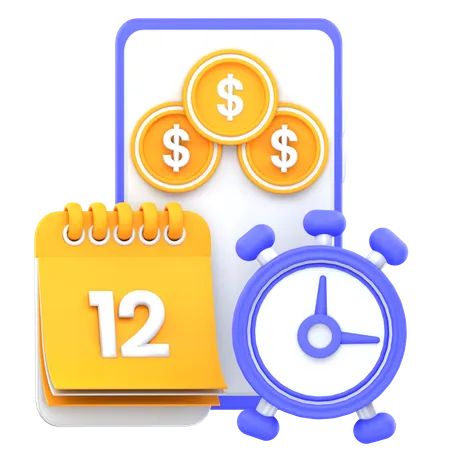 Calendario de pagos móviles  3D Icon