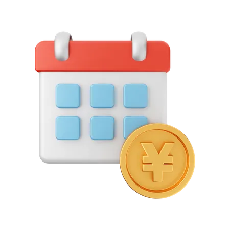 Calendario de pagos en yenes  3D Illustration