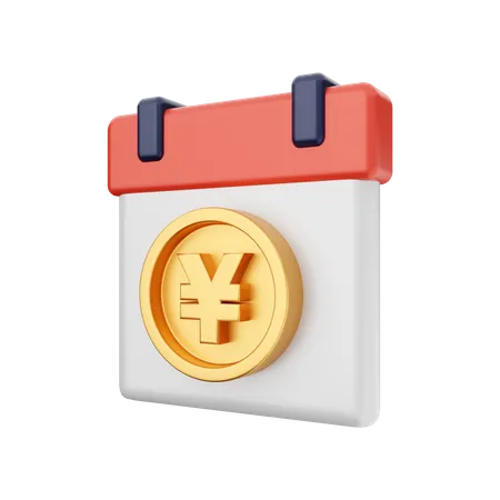 Calendario de pagos en yenes  3D Illustration