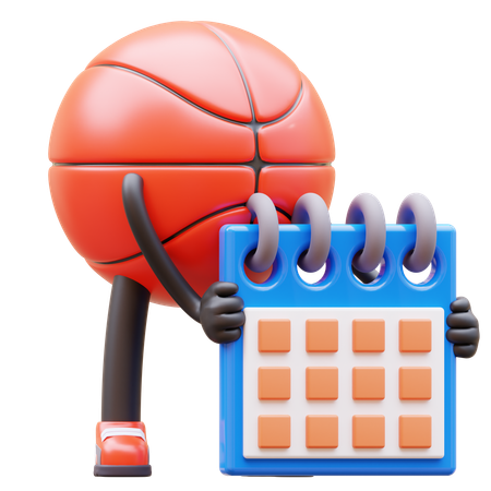 Horario de planificación del calendario de tenencia de personajes de baloncesto  3D Illustration
