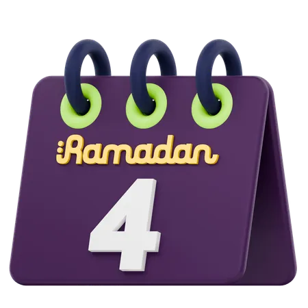 Cuarto día del calendario de Ramadán Celebración del Ramadán  3D Icon