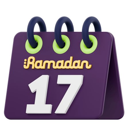 Decimoséptimo día del calendario de Ramadán Celebración del Ramadán  3D Icon