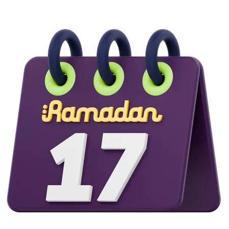 Decimoséptimo día del calendario de Ramadán Celebración del Ramadán  3D Icon