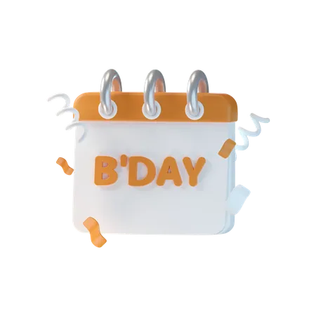 Calendario del día de cumpleaños  3D Icon