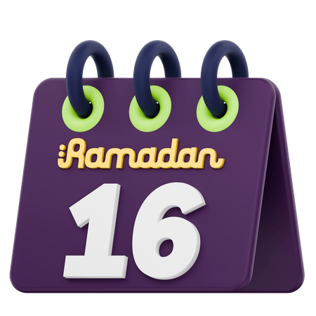 Decimosexto día del calendario de Ramadán Celebración del Ramadán  3D Icon