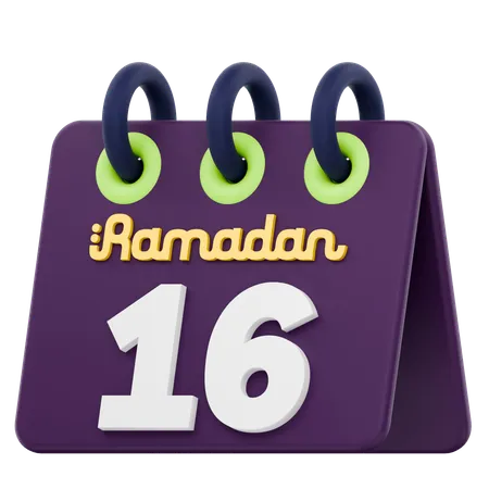 Decimosexto día del calendario de Ramadán Celebración del Ramadán  3D Icon