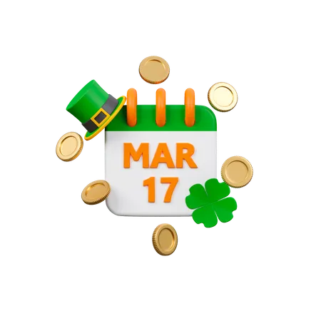 Calendario del día de san patricio  3D Icon