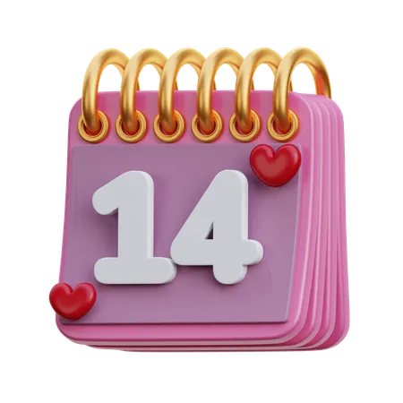 Calendario del día de san valentín  3D Icon