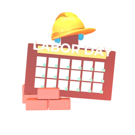 Calendario del día del trabajo  3D Icon