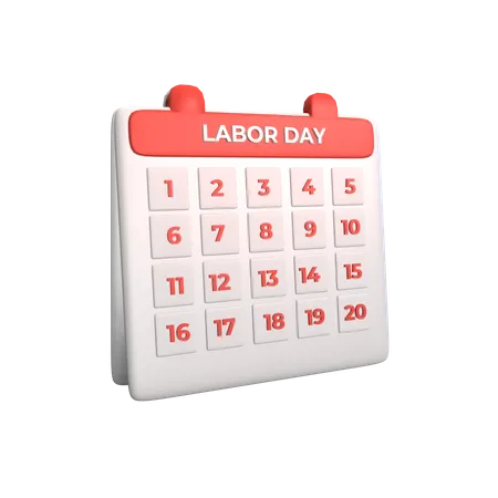 Calendario del día del trabajo  3D Icon