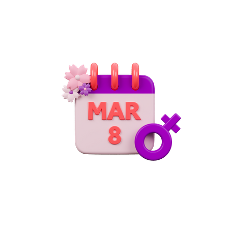 Calendario del día internacional de la mujer  3D Icon